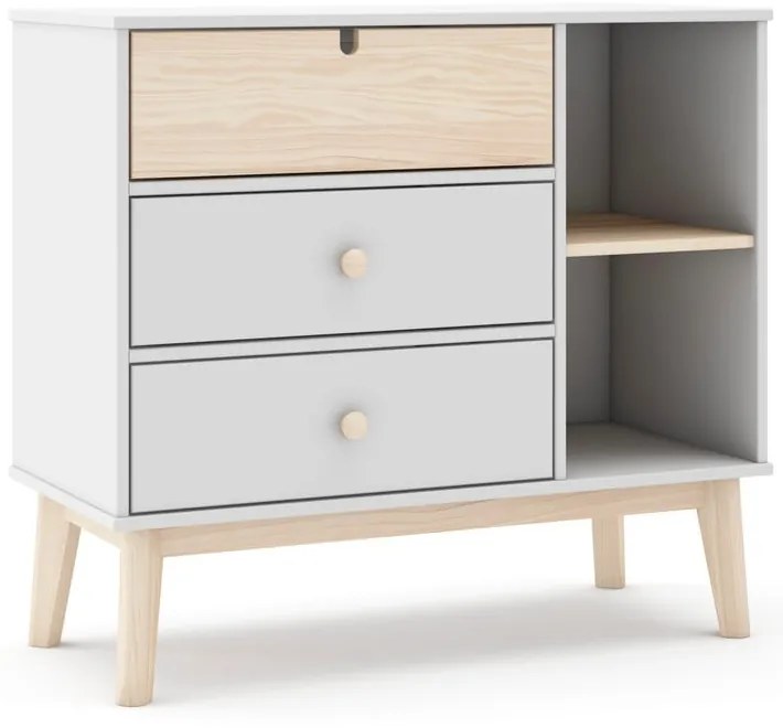 Fehér alacsony gyerek komód 90x40 cm Estefania – Marckeric