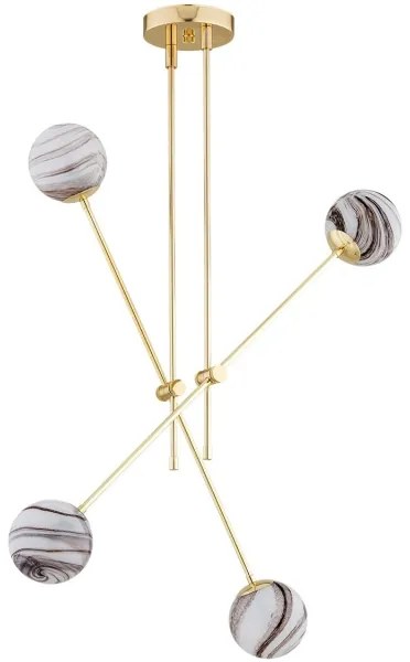 Argon 1840 - Csillár rúdon ABSOS 4xE14/7W/230V alabástrom arany