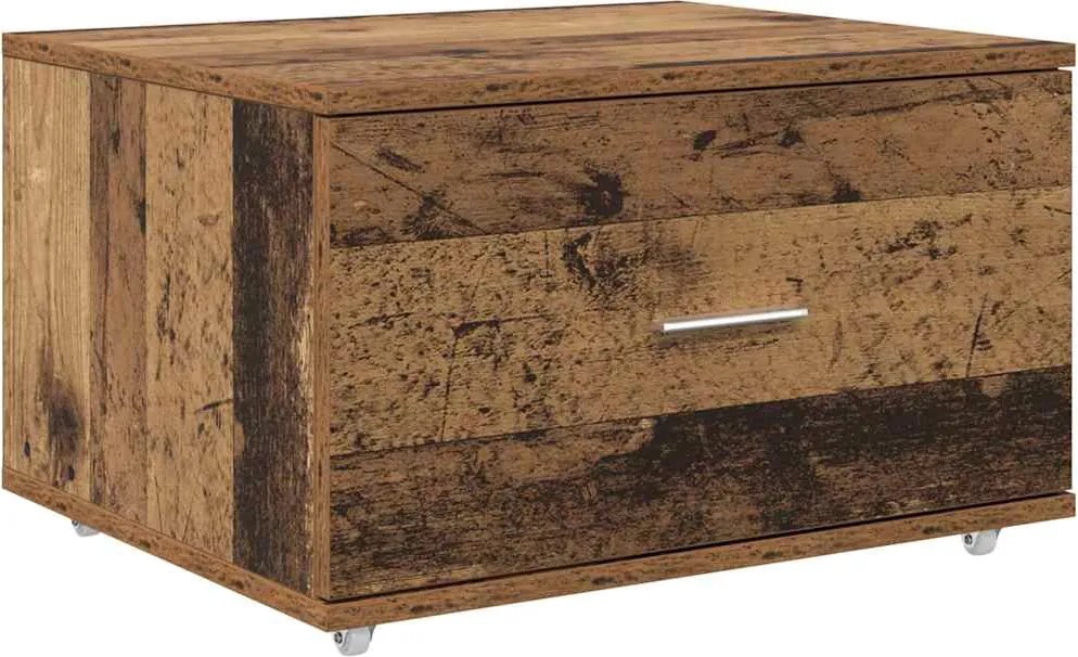 vidaXL Fiókos szekrény kerékkel Öreg fa 55 x 45 x 31 cm