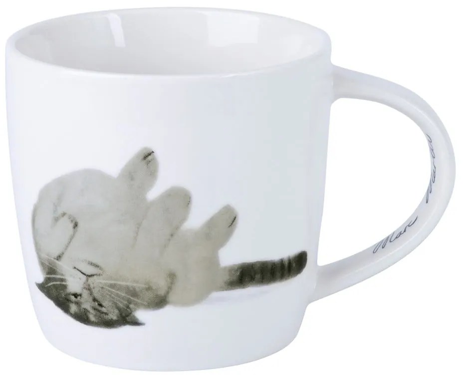 Fehér porcelán bögre 400 ml Upside Down Cat – Maxwell &amp; Williams