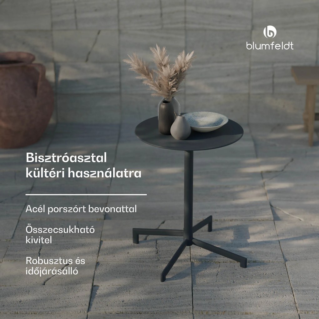 Blumfeldt UrbanEdge bisztró asztal, bárasztal, 60 cm, összecsukható, porfestett, időjárásálló