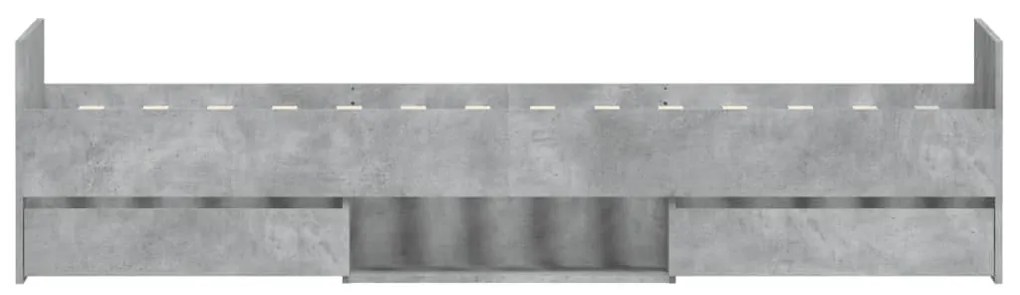 betonszürke ágykeret fej- és lábtámlával 90 x 190 cm