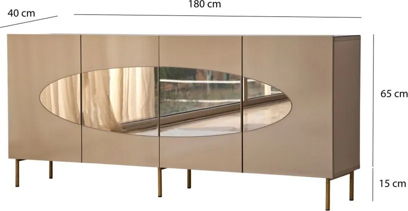 Lago komód, bronz-arany, 180 cm