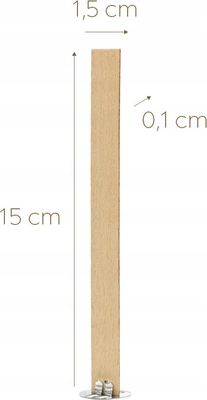 Gyertyatartó kanóc fa, egyenes 1x15x150mm 100db