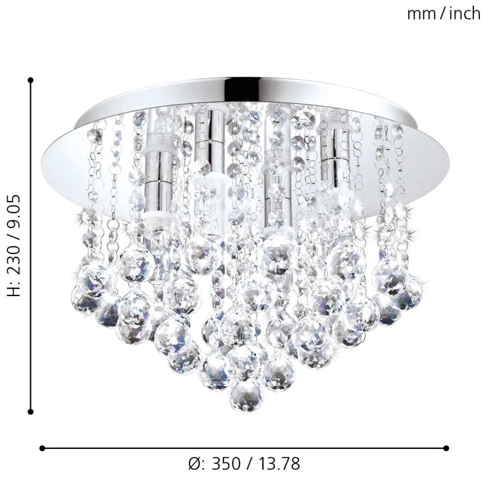 Eglo Almonte 94878 fürdőszobai mennyezeti lámpa, 4x2,5W G9 LED, 3000K, 4x360 lm, IP44