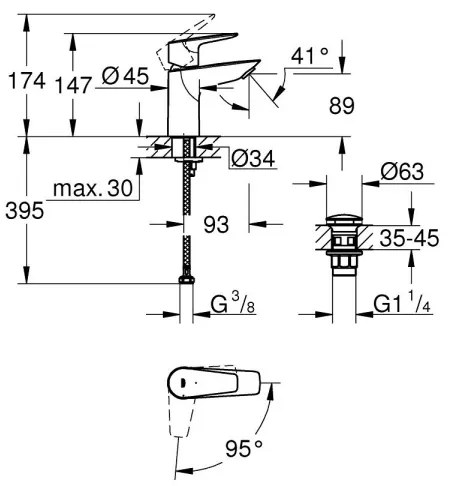 GROHE 23900001 - START EDGE mosdócsaptelep, S méret, fényes króm