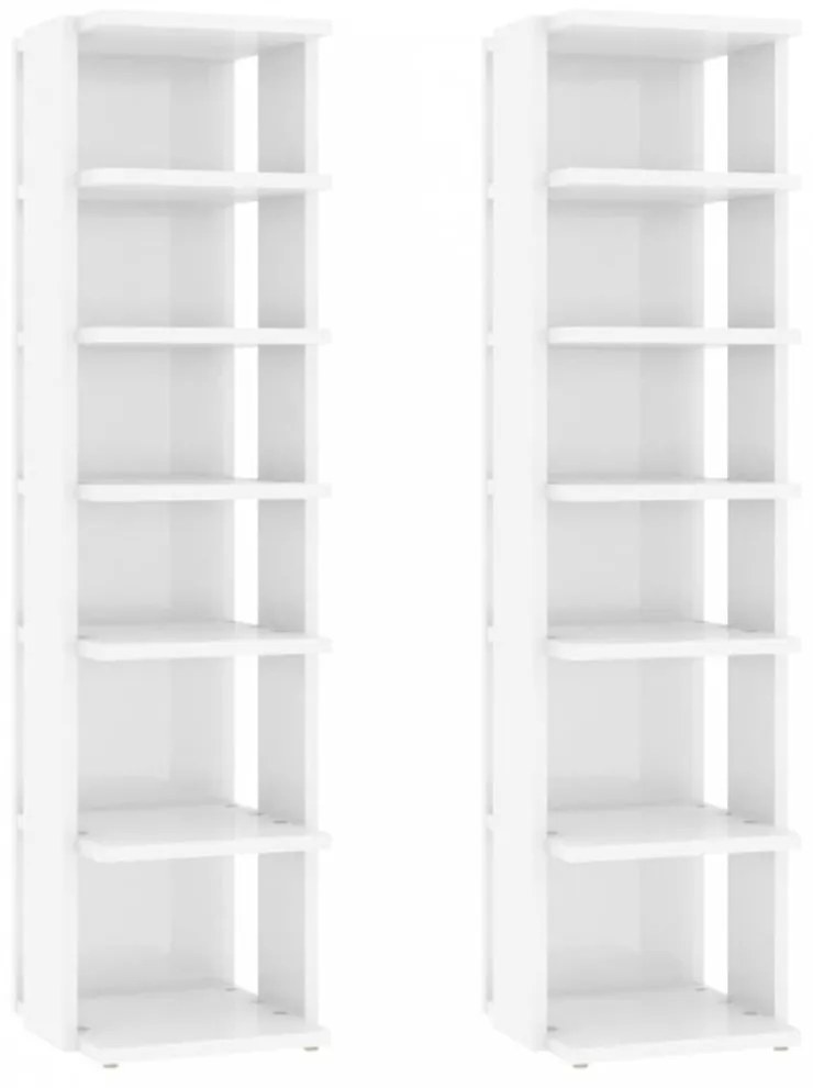 2 db magasfényű fehér cipősszekrény 27,5 x 27 x 102 cm
