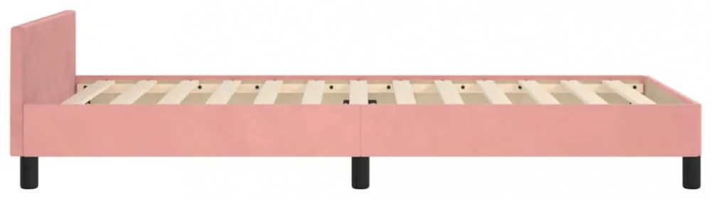 rózsaszín bársony ágykeret fejtámlával matrac nélkül 80x200 cm