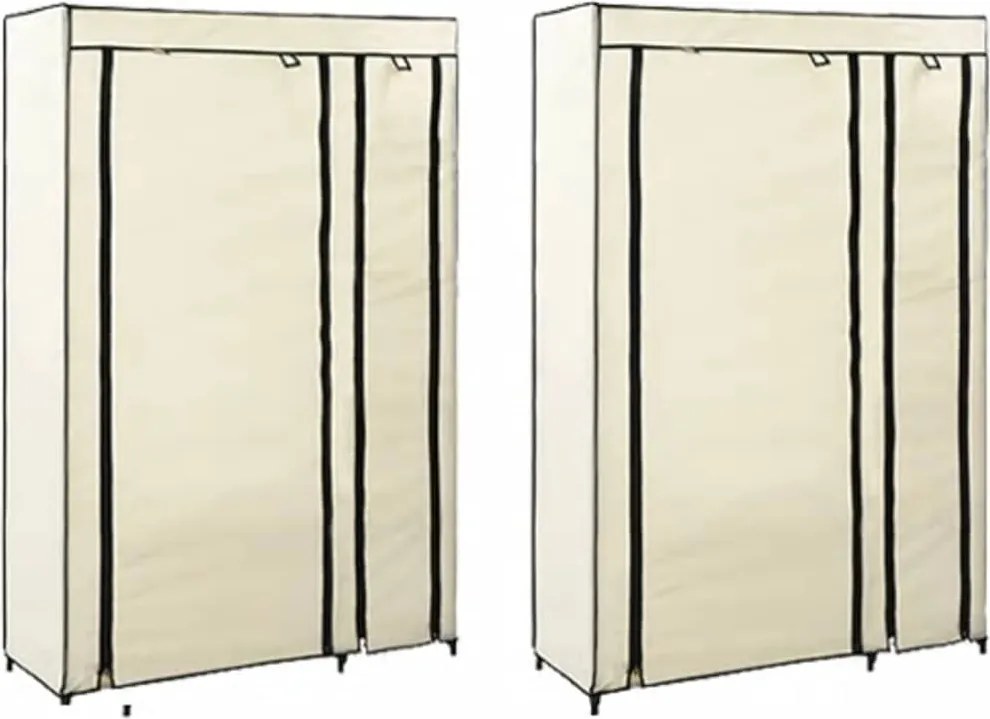 vidaXL 2 db krémszínű összecsukható szövet ruhásszekrény 110x45x175 cm