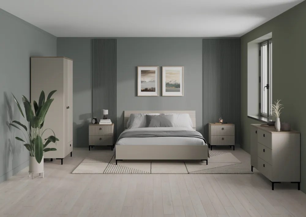 Franciaágy, 160x200, szürkésbarna Taupe, DOMCA