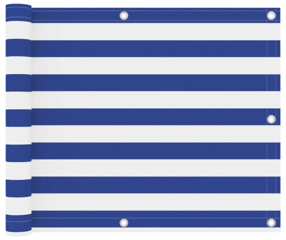 fehér-kék oxford-szövet erkélyparaván 75 x 300 cm