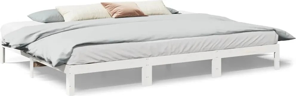 vidaXL családi ágykeret matrac nélkül fehér 240x200cm tömör fa fenyőfa