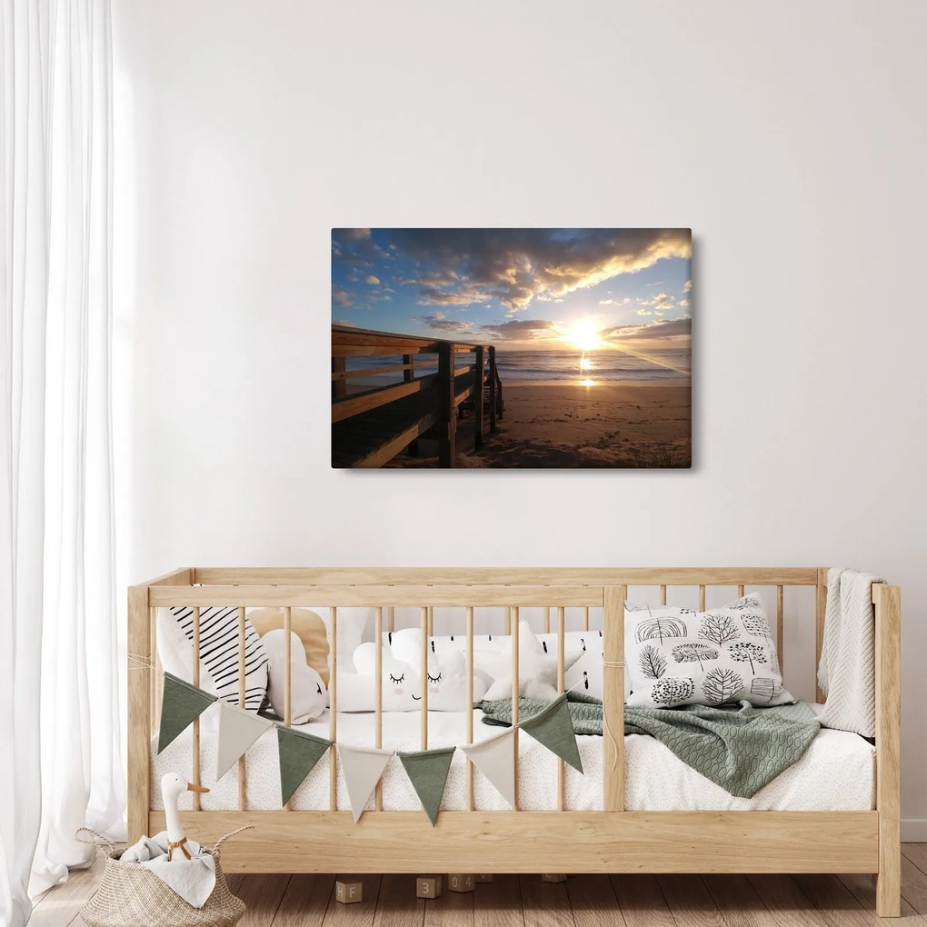 A móló, a strand és a tenger képe (90x60 cm)