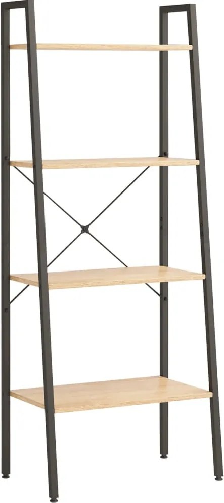 vidaXL 4-szintes világosbarna-fekete állópolc 56 x 35 x 140 cm