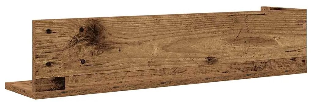 2 db antik fa színű szerelt fa fali polc 75 x 16,5 x 16,5 cm