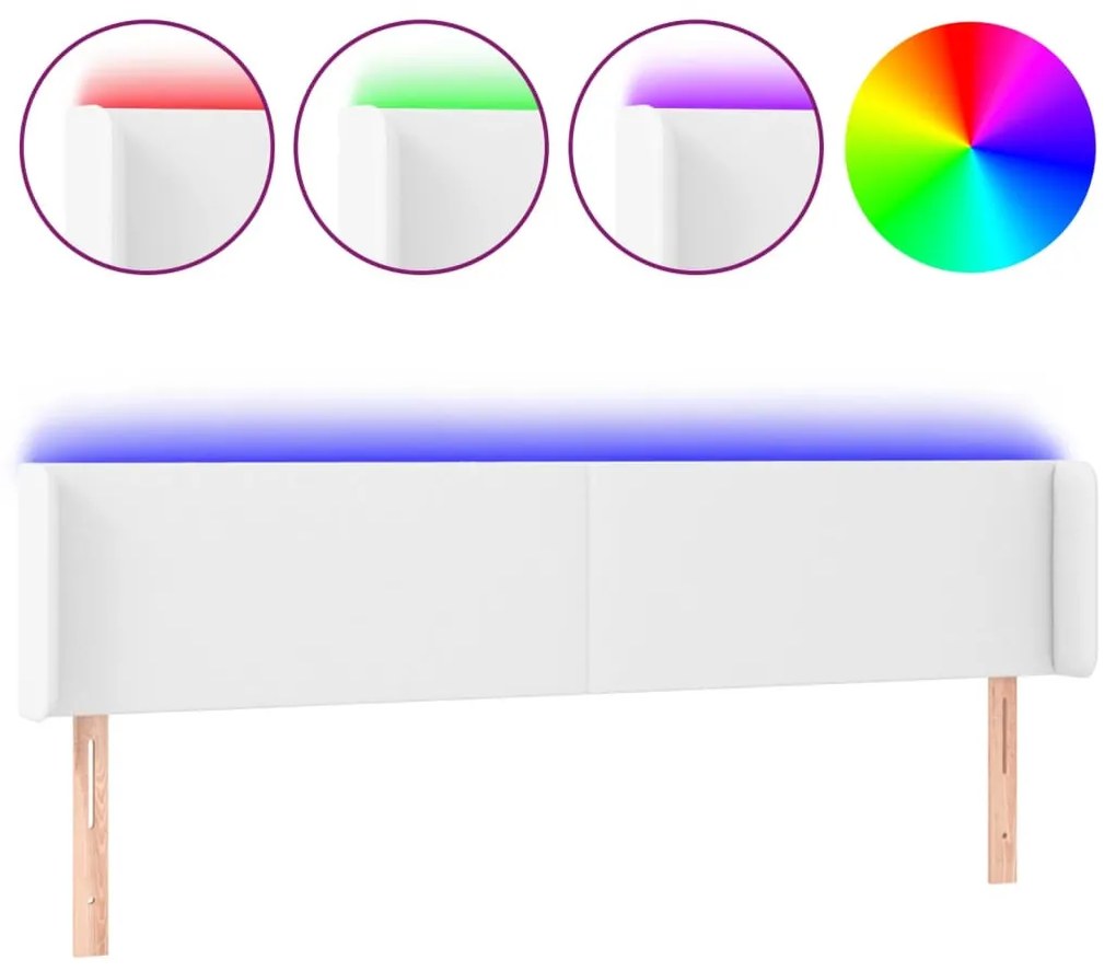 fehér műbőr LED-es fejtámla 183x16x78/88 cm