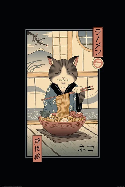 Plakát Vincent Trinidad - Neko Ramen Ukiyoe