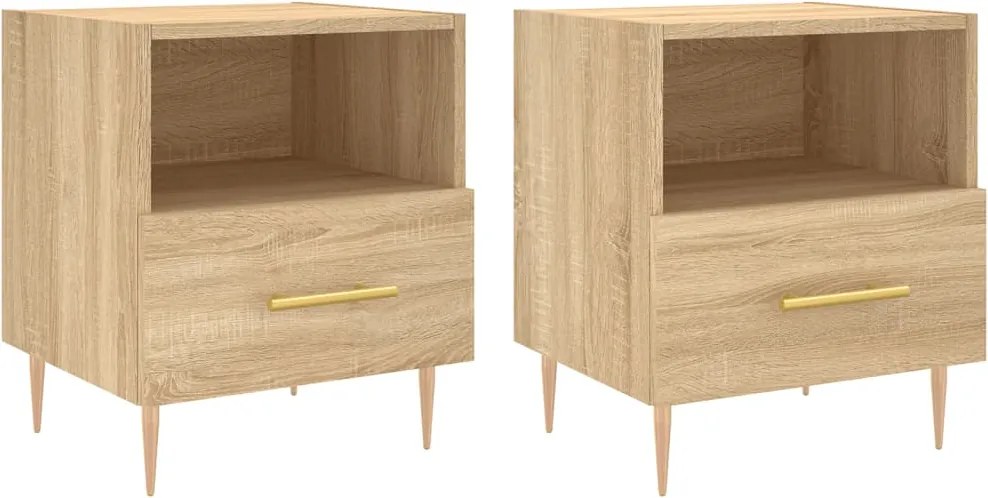 vidaXL 2 db sonoma tölgy színű szerelt fa éjjeliszekrény 40x35x47,5 cm