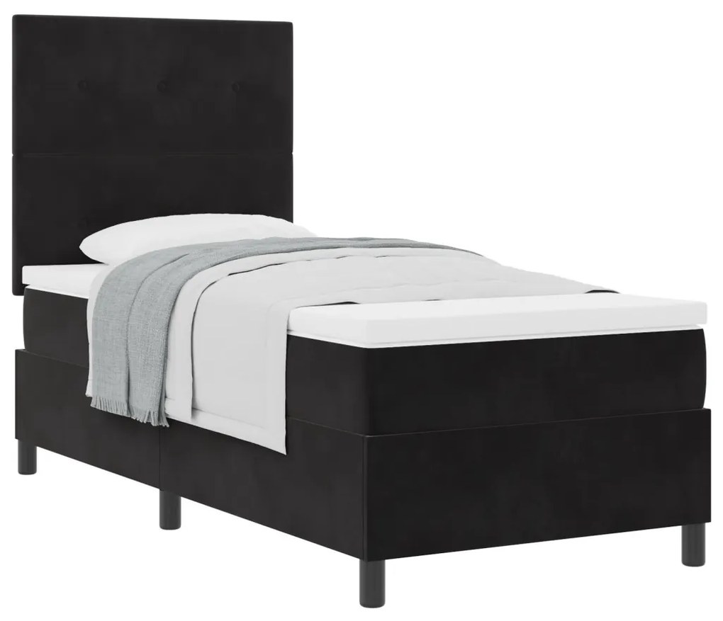 Boxspring Ágy Matraccal Fekete 90x200 cm Bársonyos