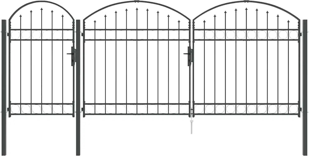 vidaXL Kerti Kapu Íves Födelével Szürke 400 x 100 cm Acél