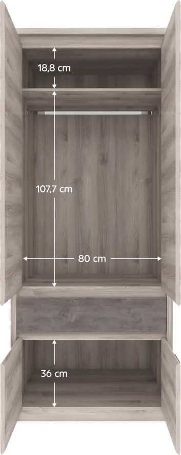 Szekrény 4D1S, nairobi gesztenye/onix, JESI NEW