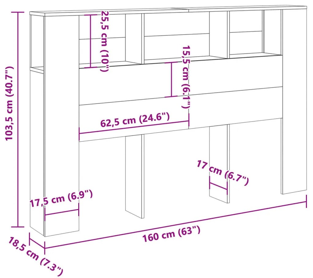 kézzel készített tölgyfa fejtámla szekrény 160 x 18,5 x 103,5 cm