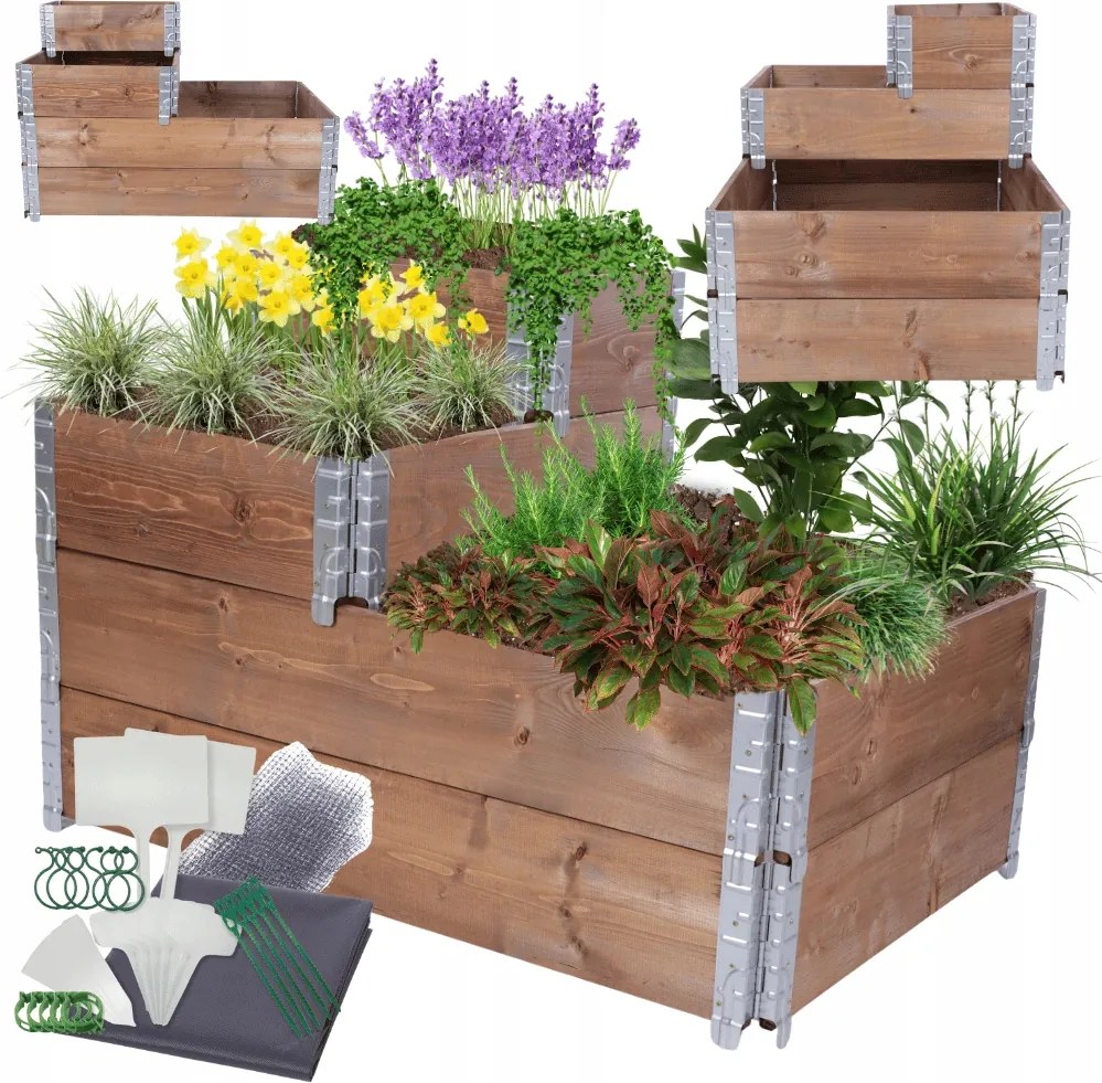 Emelt emeletes ágyás állítható nagy zöldséges impregnáló 60x120x80