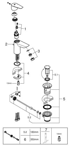 GROHE 24196001 - Mosdócsaptelep START, S méret, fényes króm