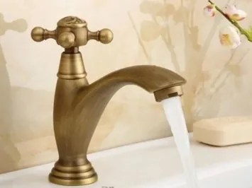 Balneum Bronz tekerőgombos hideg vizes álló csaptelep - Antik hidegvízes csaptelep