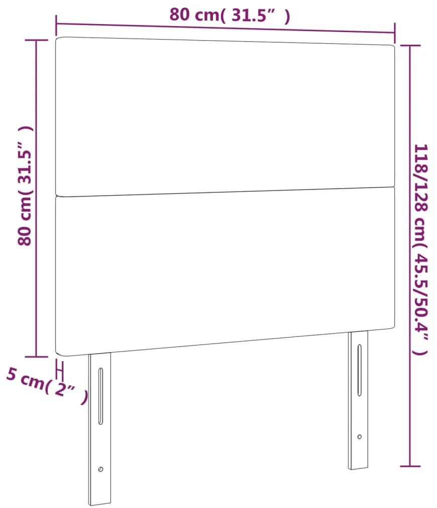 szürke műbőr LED-es fejtámla 80x5x118/128 cm
