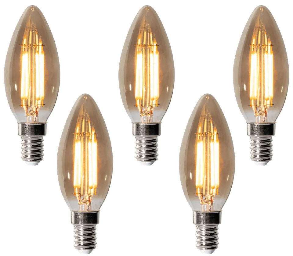 5 db-os E14 szabályozható LED izzó B35 füst 4W 300 lm 2200K