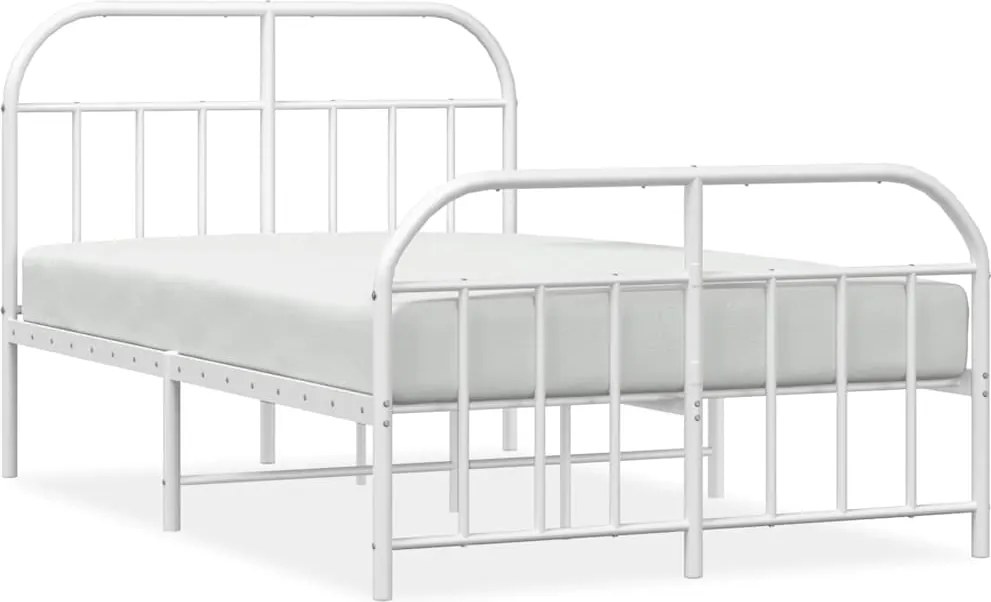 vidaXL fehér fém ágykeret fej- és lábtámlával 120x200 cm