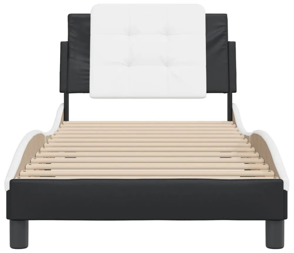 fekete és fehér műbőr ágykeret matrac nélkül Zadar 100x200 cm