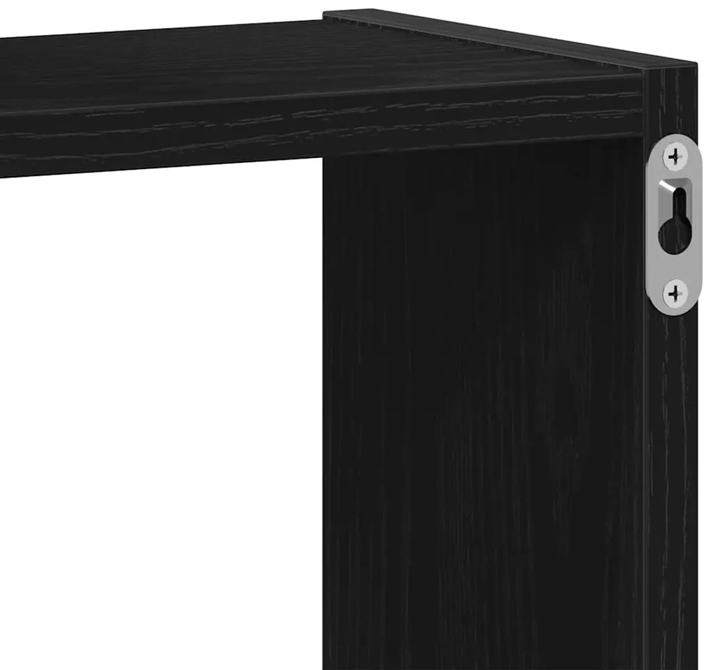 fekete tölgy színű szerelt fa fali kocka polcok 68x15x68 cm