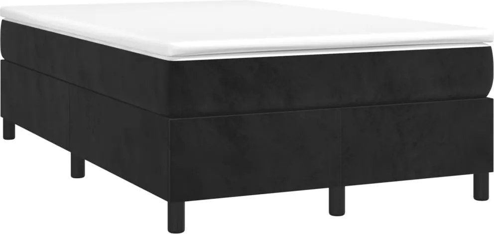 vidaXL fekete bársony rugós ágy matraccal 120x190 cm