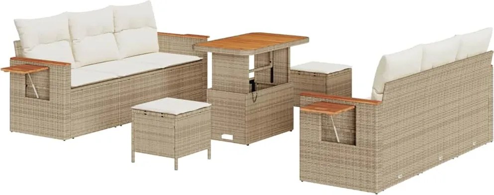 vidaXL Kerti Kanapé Szett párnával 9 pcs Beige és krém