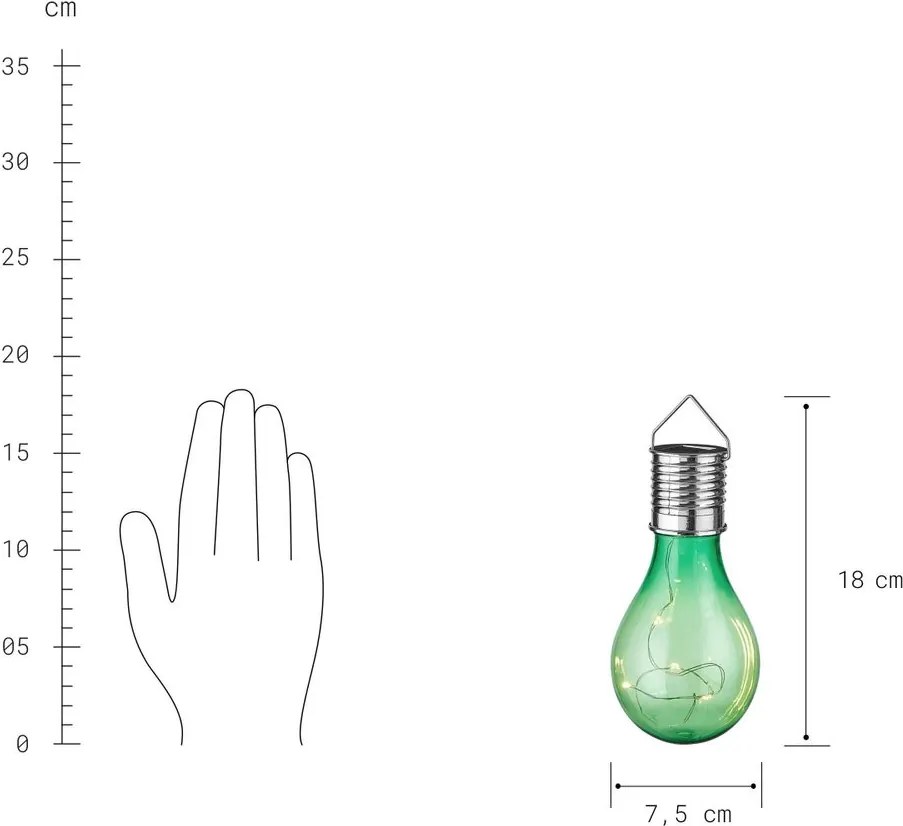 SUNLIGHT napelemes villanykörte akasztóval zöld