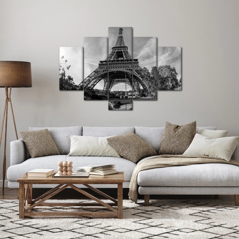 Kép - Eiffel-torony, fekete-fehér (150x105 cm)