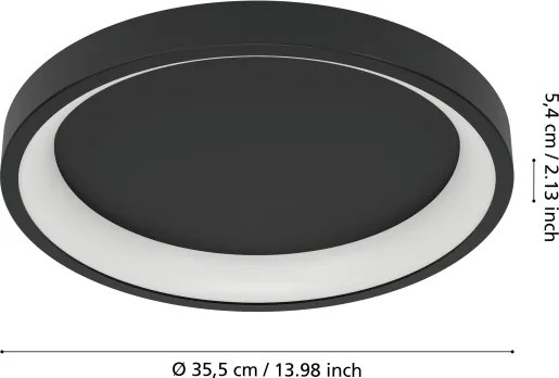 Eglo 901909 - LED RGBW dimmelhető mennyezeti lámpa LORETELLO-Z LED/19,6W/230V átm. 35 cm fekete