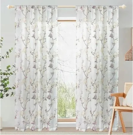 Dekorációs Függöny Lenvászon Szerkezettel Virágokkal Alagút 135x245 1 Db