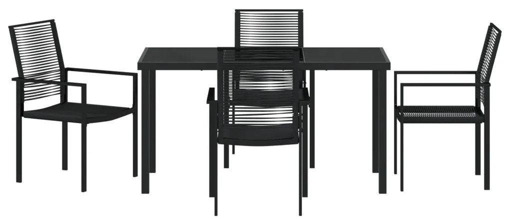 5 darabos kert étkező készlet Fekete PVC rattan