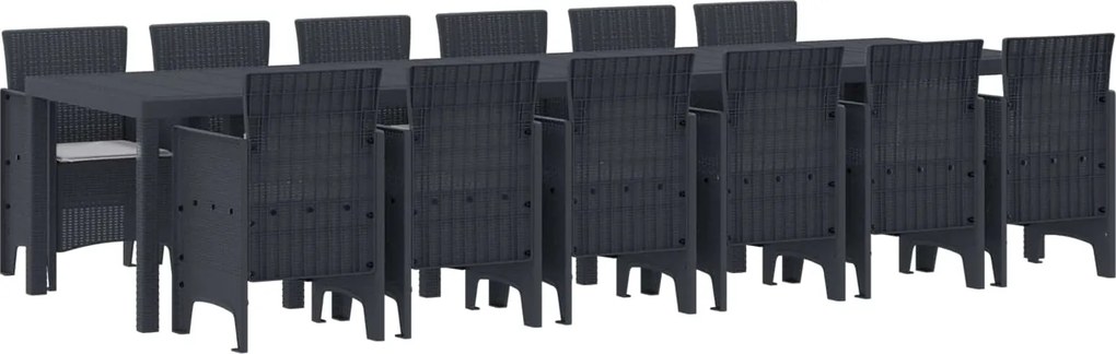 vidaXL Kert étkező szett 13 pcs Antracit Polt rattan