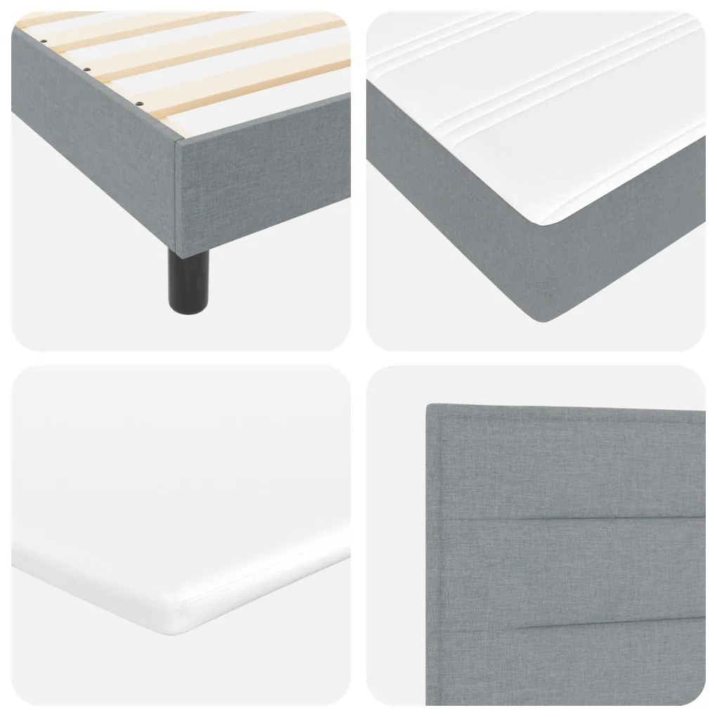 Boxspring Ágy Mattal Világosszürke 80x200 cm Szövet