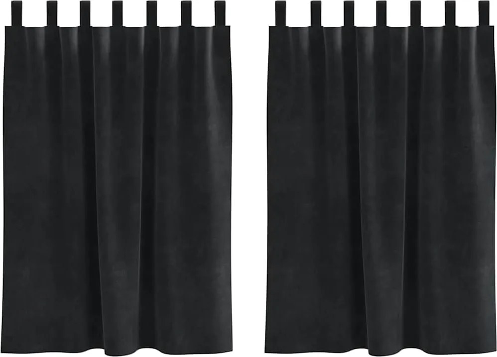 vidaXL Sötétítő függönyök 2 pcs Fekete 140 x 140 cm Bársony