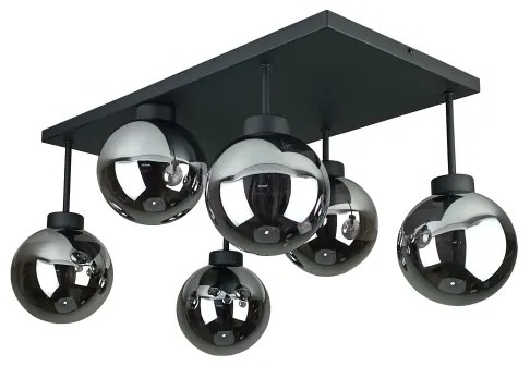 Felületre szerelhető csillár  DEA 6xE14/60W/230V fekete/füstös fekete