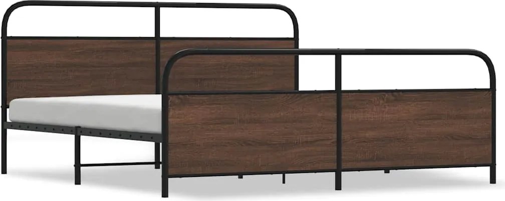 vidaXL barna tölgy színű fém ágykeret matrac nélkül 180 x 200 cm