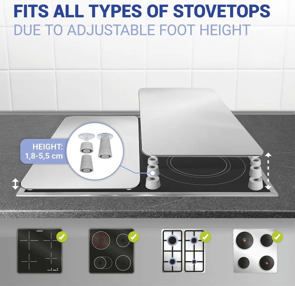 Edzett üveg tűzhely fedőlap szett 2 db-os 30x52 cm Universal Silver – Wenko