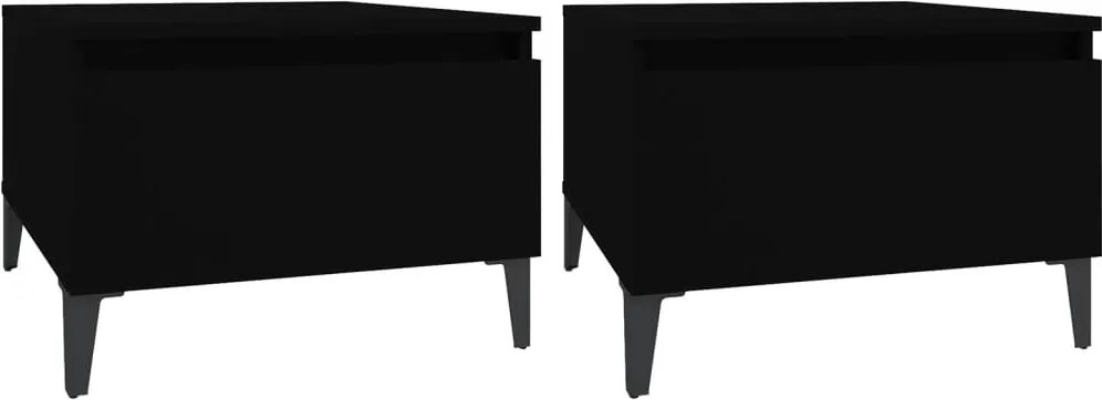 vidaXL 2 db fekete színű szerelt fa kisasztal 50 x 46 x 35 cm