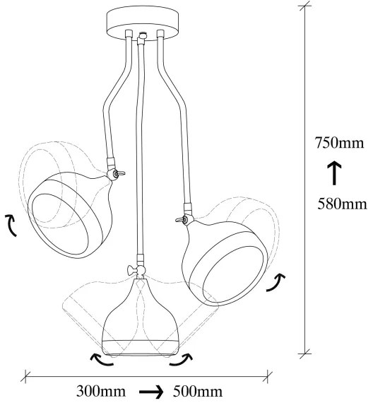 Rudas csillár YILDO 3xE27/40W/230V fekete/rézszínű