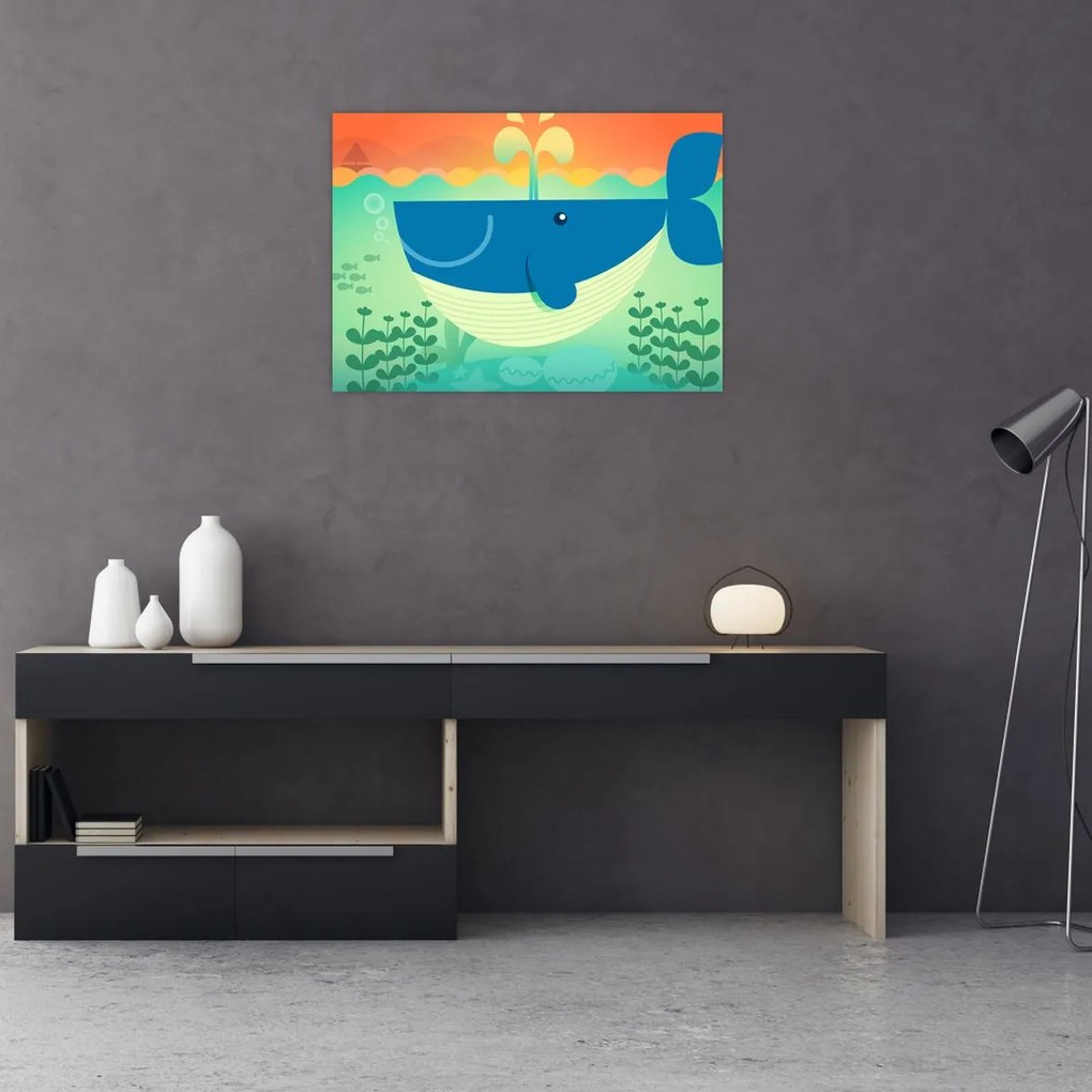 Kép - Vidám bálna a tengerben (70x50 cm)